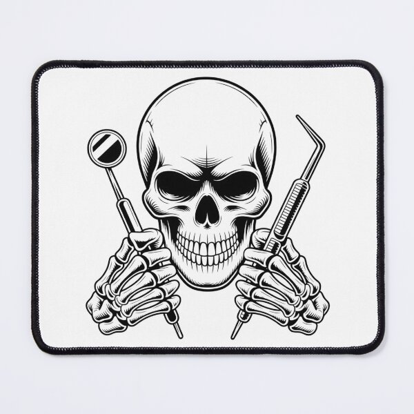 Item preview, Dental Hygienist Skull with Tooth Tools | Edgy Dentistry Illustration designed and sold by Skillform Studio.