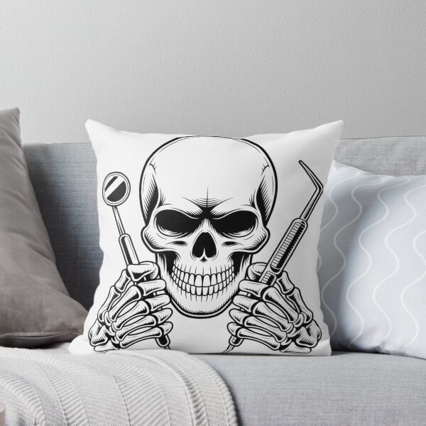 Item preview, Dental Hygienist Skull with Tooth Tools | Edgy Dentistry Illustration designed and sold by Skillform Studio.