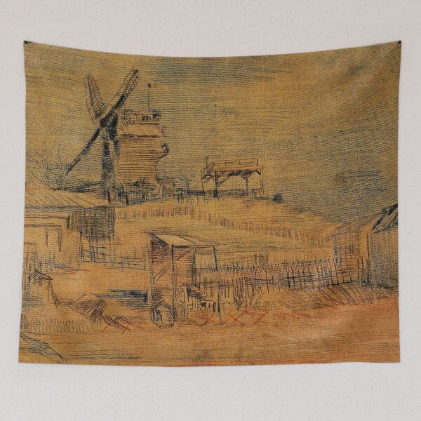 Item preview, Vincent Van Gogh - Gardens On Montmartre And The Blute-fin Windmill designed and sold by st1art.