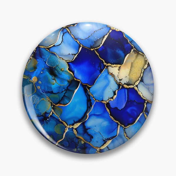 Item preview, Blue And Golden Alcohol Ink Marbled Art Abstract  designed and sold by DEC02.