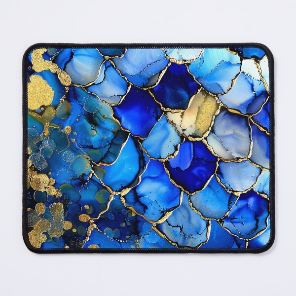 Item preview, Blue And Golden Alcohol Ink Marbled Art Abstract  designed and sold by DEC02.