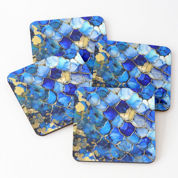 Item preview, Blue And Golden Alcohol Ink Marbled Art Abstract  designed and sold by DEC02.