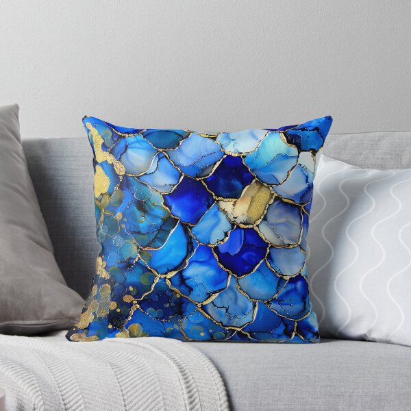 Item preview, Blue And Golden Alcohol Ink Marbled Art Abstract  designed and sold by DEC02.