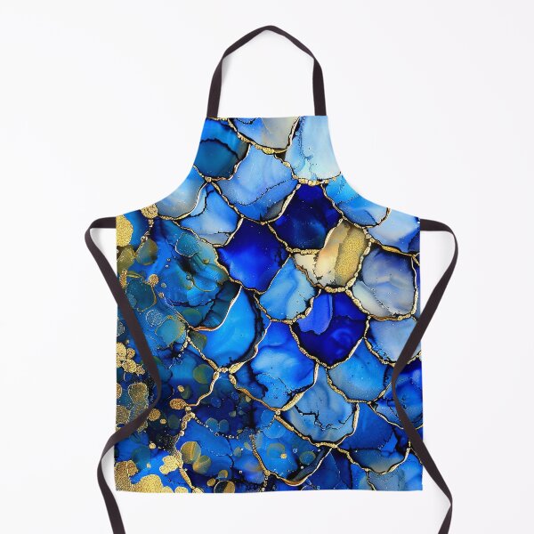 Item preview, Blue And Golden Alcohol Ink Marbled Art Abstract designed and sold by DEC02.