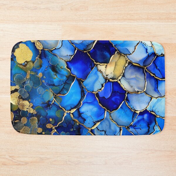 Item preview, Blue And Golden Alcohol Ink Marbled Art Abstract  designed and sold by DEC02.