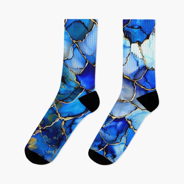 Item preview, Blue And Golden Alcohol Ink Marbled Art Abstract  designed and sold by DEC02.