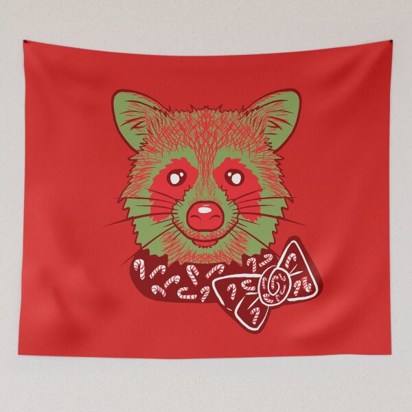 Item preview, Christmas Raccoon With red background  designed and sold by missmann.