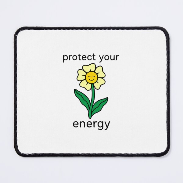 Item preview, Minimal Smiling Flower Illustration With Gentle Protect Your Energy Message designed and sold by SkeletonsDanger.