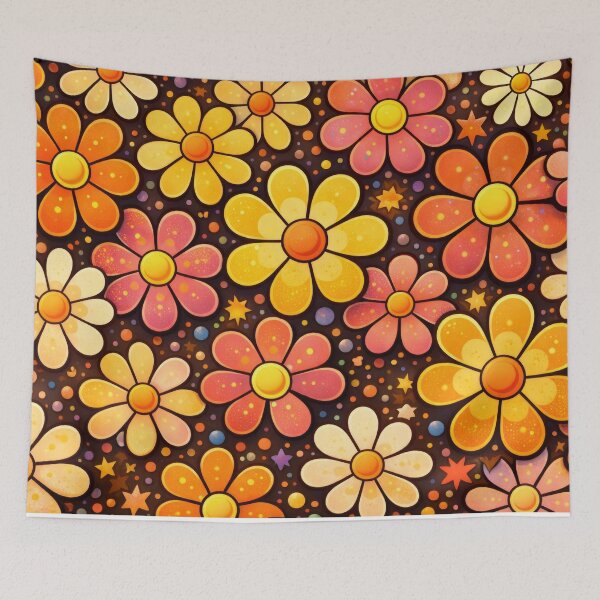 Item preview, Retro Bloom Floral Cosmic Groove Pattern designed and sold by ArtComixHaven.