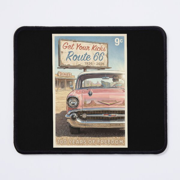 Item preview, Route 66 Centennial Billboard Diner: 100th Anniversary 1926-2026 Pink Vintage Car designed and sold by G350.