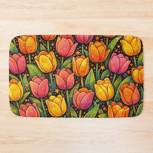 Item preview, Vibrant Retro Tulip Garden Pattern Art designed and sold by ArtComixHaven.