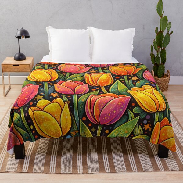 Item preview, Vibrant Retro Tulip Garden Pattern Art designed and sold by ArtComixHaven.