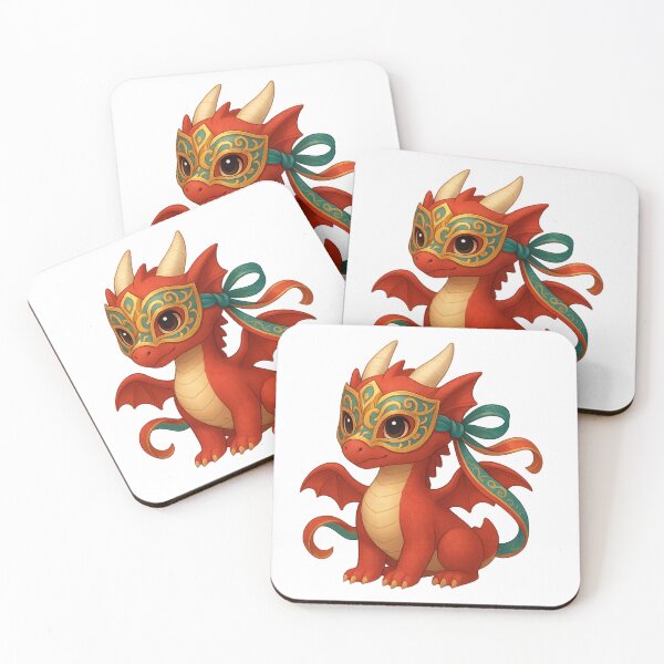 Item preview, Festive Fantasy Dragon with Ornate Mask designed and sold by Hatchling Hollow.