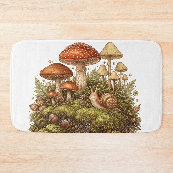 Item preview, Vintage Cottagecore Mushroom Garden with Snail designed and sold by Dariusz.K.