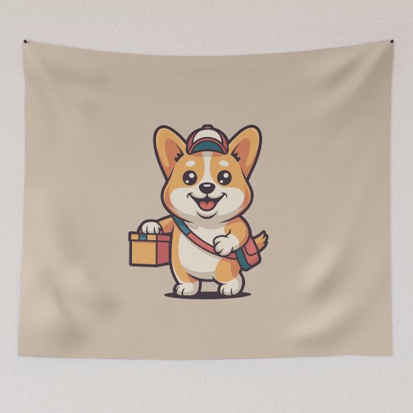 Item preview, Cute Corgi Delivery Mascot – Funny Cartoon Dog Illustration designed and sold by Printips store.