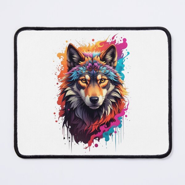 Item preview, Vibrant Psychedelic Wolf Head Splash Art designed and sold by PalmixArt.