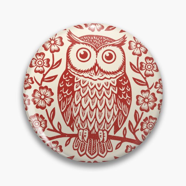 Item preview, Eastern Screech Owl Folk Art Retro Floral  designed and sold by Y-Vibes.