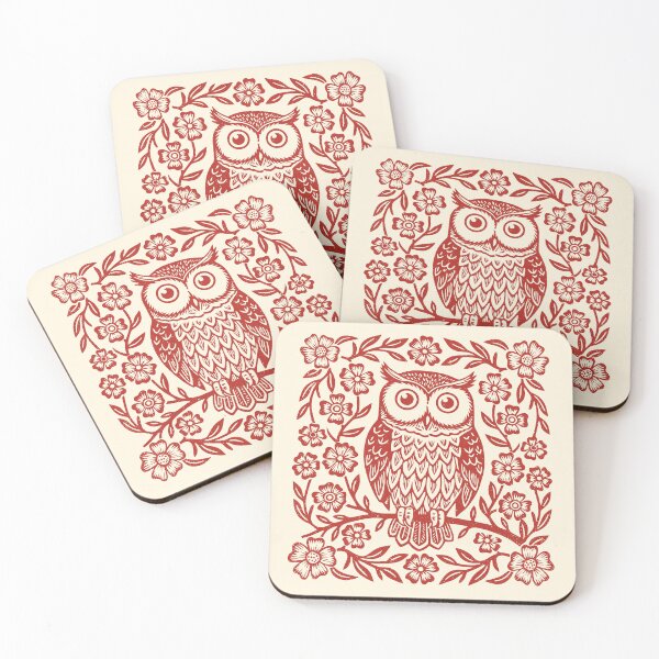 Item preview, Eastern Screech Owl Folk Art Retro Floral  designed and sold by Y-Vibes.