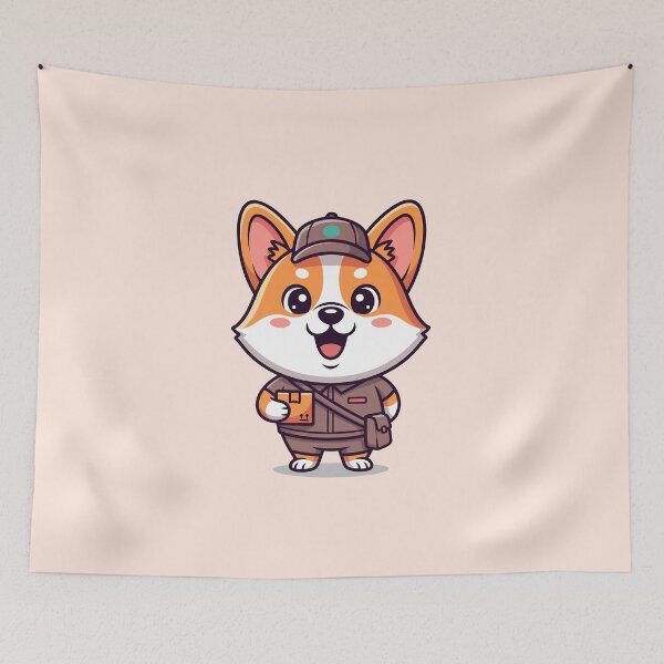 Item preview, Cute Corgi Delivery Mascot – Funny Cartoon Dog Illustration designed and sold by Printips store.