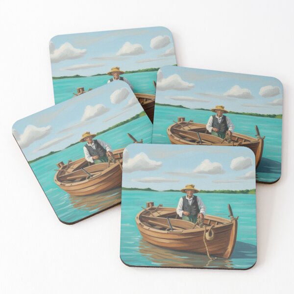 Item preview, Vintage Fisherman & Wooden Boat designed and sold by AnthonyThomas.