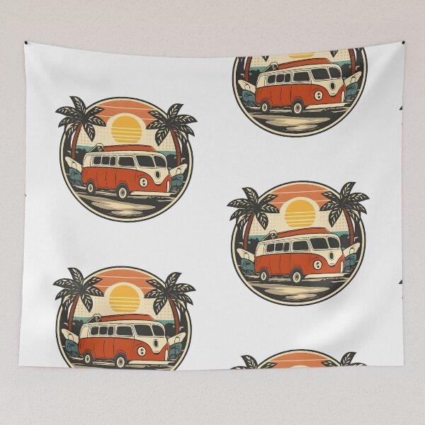 Item preview, Vintage Retro Vanlife – Adventure Sun and Palm Trees Logo designed and sold by Dax Studio.