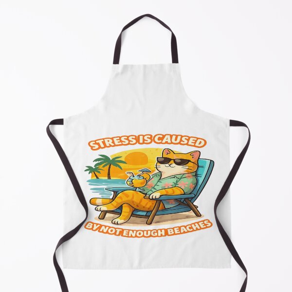 Item preview, Funny Cat Beach Meme – Stress Is Caused by Not Enough Beaches  Sarcastic Summer Humor Design designed and sold by FernandsOficial.