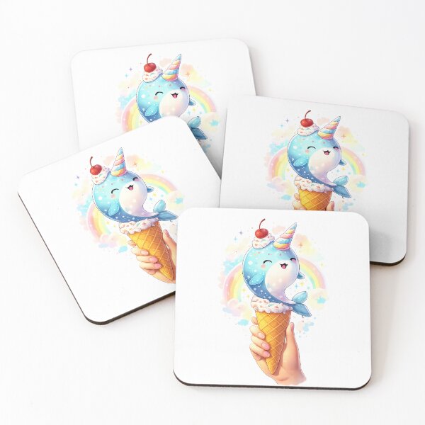 Item preview, Narwhal Ice Cream T-Shirt – Adorable, Whimsical Dessert designed and sold by © Zenscape Studio 2025.