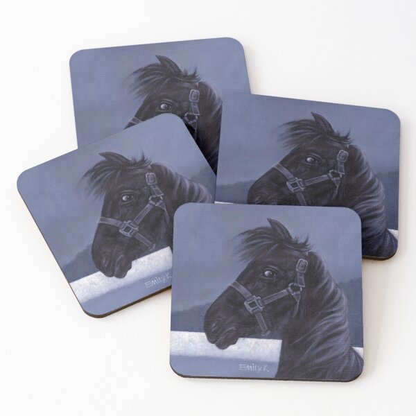 Item preview, A black horse says: Hi! Happy New Year! designed and sold by EmilyDouArt.
