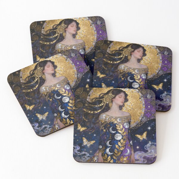 Item preview, Midnight Woman Moon Goddess Beautiful Art Nouveau Gustav Klimt stylish art designed and sold by Vintage Designs +.