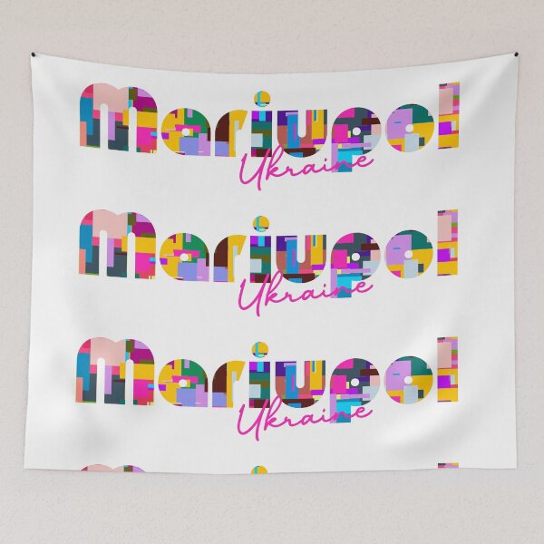 Item preview, Mariupol, Ukraine, Vibrant Abstract City Typography Art designed and sold by Wanderful-roads.