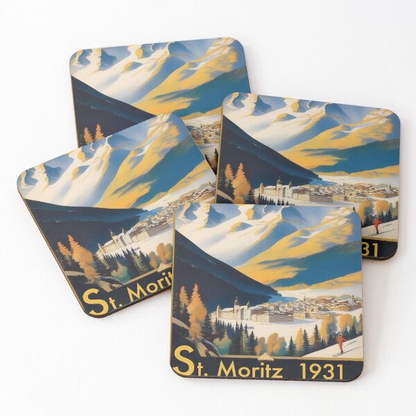 Item preview, Vintage Swiss Ski Resort Poster | St. Moritz Engadin Print designed and sold by Esterlane.