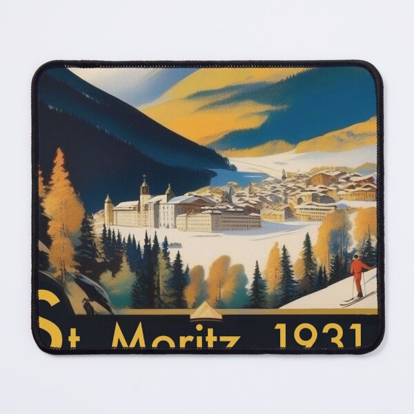 Item preview, Vintage Swiss Ski Resort Poster | St. Moritz Engadin Print designed and sold by Esterlane.
