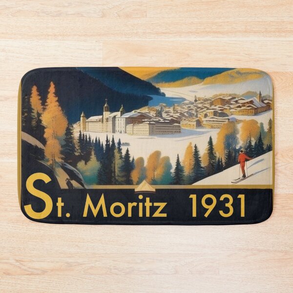 Item preview, Vintage Swiss Ski Resort Poster | St. Moritz Engadin Print designed and sold by Esterlane.
