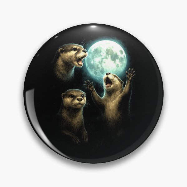 Item preview, Vintage Three Otters whit Moon, Funny Sea Animals - Sealife Otter Meme designed and sold by CARBONARA LLC..