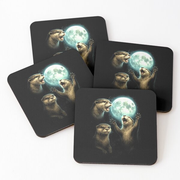 Item preview, Vintage Three Otters whit Moon, Funny Sea Animals - Sealife Otter Meme designed and sold by CARBONARA LLC..