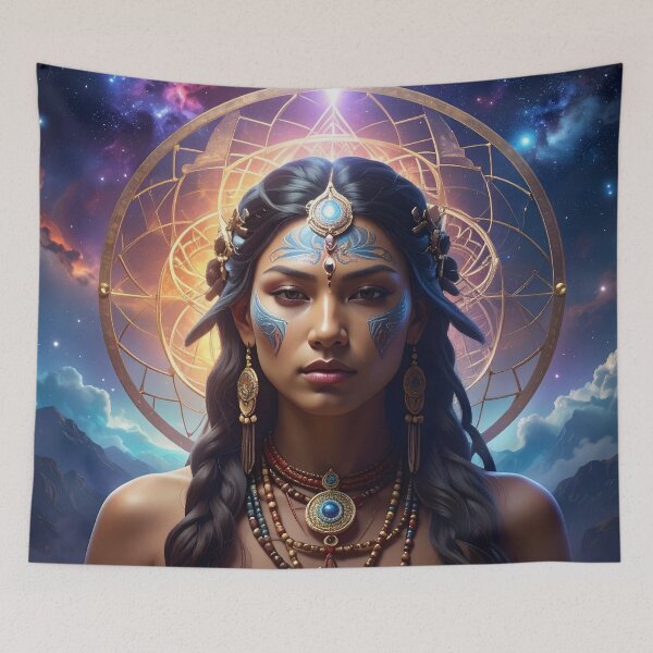 Item preview, Native American Spirit – Sacred Woman and Divine Geometry designed and sold by Schoenenwald - Illustrations Uniques et Originales.