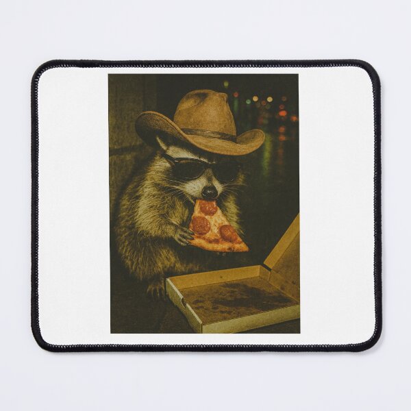 Item preview, Funny Cowboy Raccoon Eating Pizza Meme designed and sold by CARBONARA LLC..