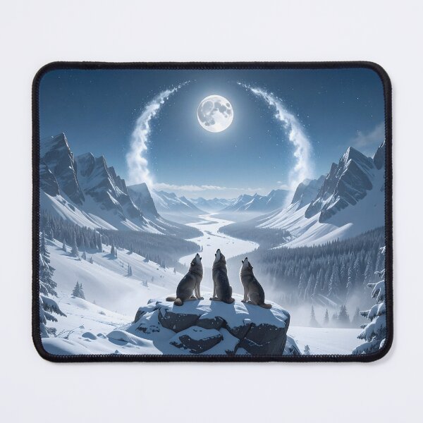 Item preview, "Cosmic Howl – The Three Wolves Under the Eternal Moon" designed and sold by Schoenenwald — Art Japonais, Zen & Nature.