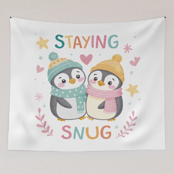 Item preview, Staying Snug Cute Penguin Couple designed and sold by CrownedCanvas.