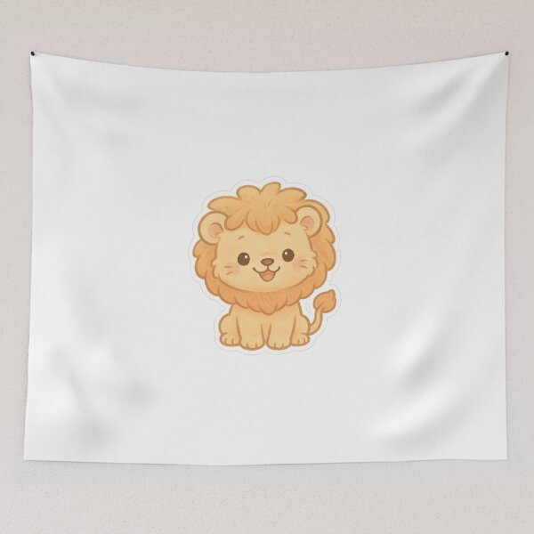 Aperçu de l'œuvre Autocollant Lionceau Cozy Happy créée et vendue par StickMint.