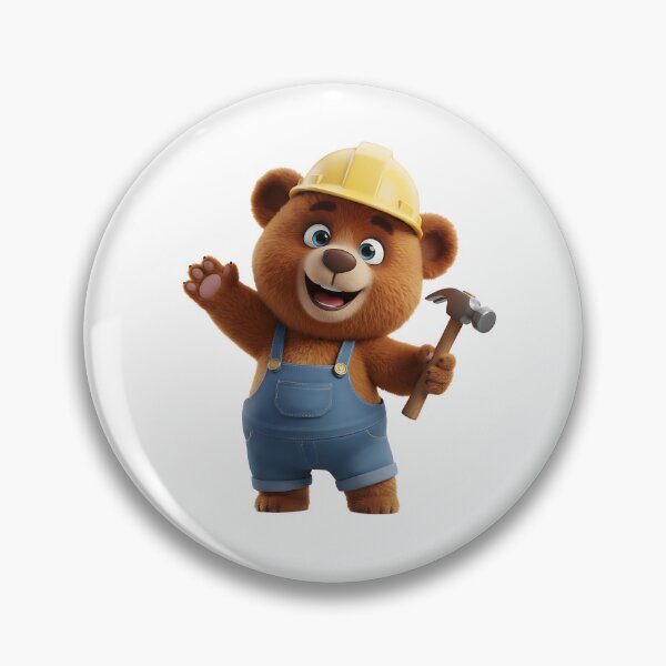Item preview, Happy Construction Bear Waving With Hammer 3D Art designed and sold by vk09.