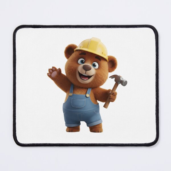 Item preview, Happy Construction Bear Waving With Hammer 3D Art designed and sold by vk09.