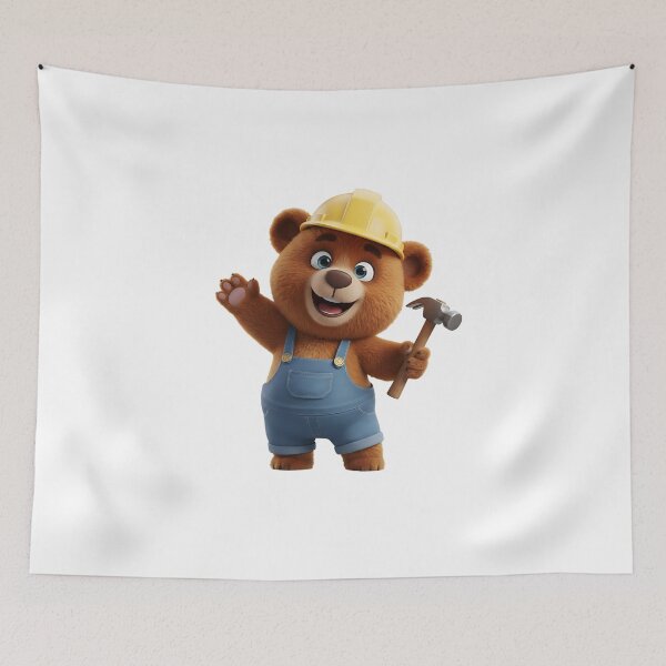 Item preview, Happy Construction Bear Waving With Hammer 3D Art designed and sold by vk09.