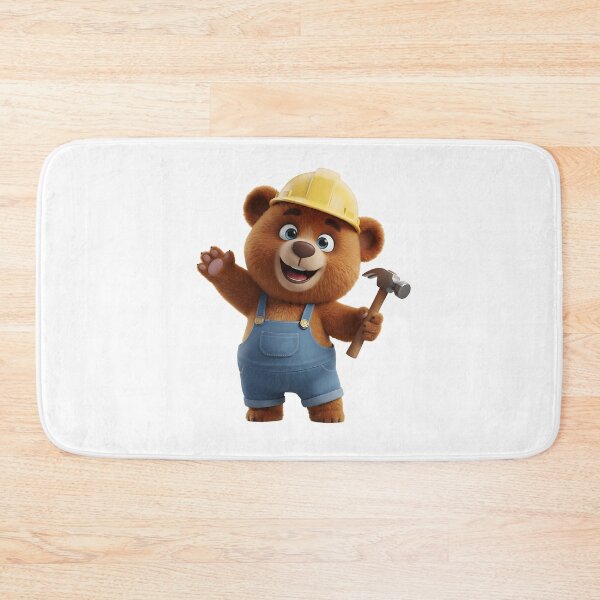 Item preview, Happy Construction Bear Waving With Hammer 3D Art designed and sold by vk09.