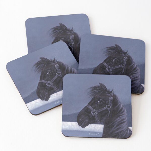 Item preview, A black horse says: Hi! Happy New Year! designed and sold by EmilyDouArt.