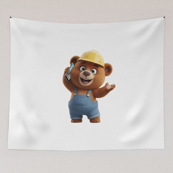 Item preview, Happy Construction Bear Talking On Smartphone Call designed and sold by vk09.