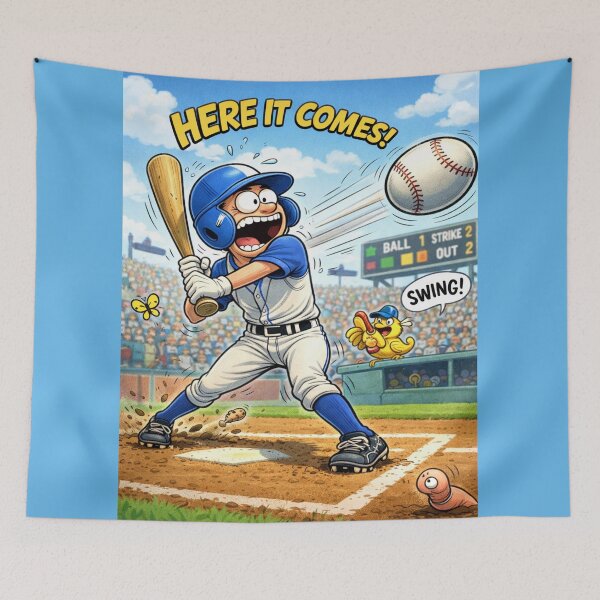 Item preview, “Here It Comes! The Moment Before the Swing designed and sold by Maverickystore.