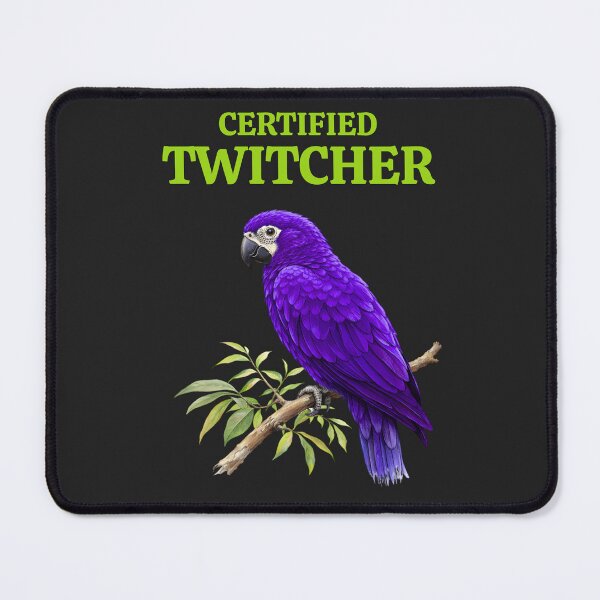 Item preview, Certified Twitcher Birdwatching Joke: Bright Purple Parrot Illustration designed and sold by elynne9.