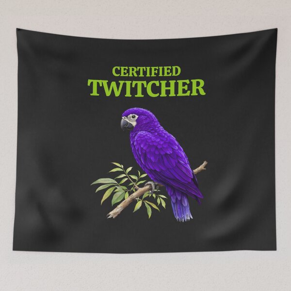Item preview, Certified Twitcher Birdwatching Joke: Bright Purple Parrot Illustration designed and sold by elynne9.