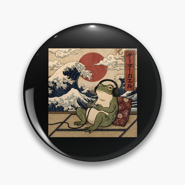 Item preview, Vintage Retro Japanese Art Gamer Frog Ukiyo-e Great Wave designed and sold by Mason-Pride.